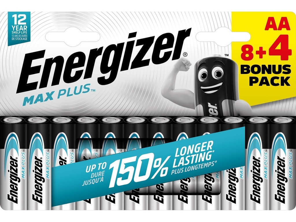 Batterijen AA Energizer Max Plus 8+4