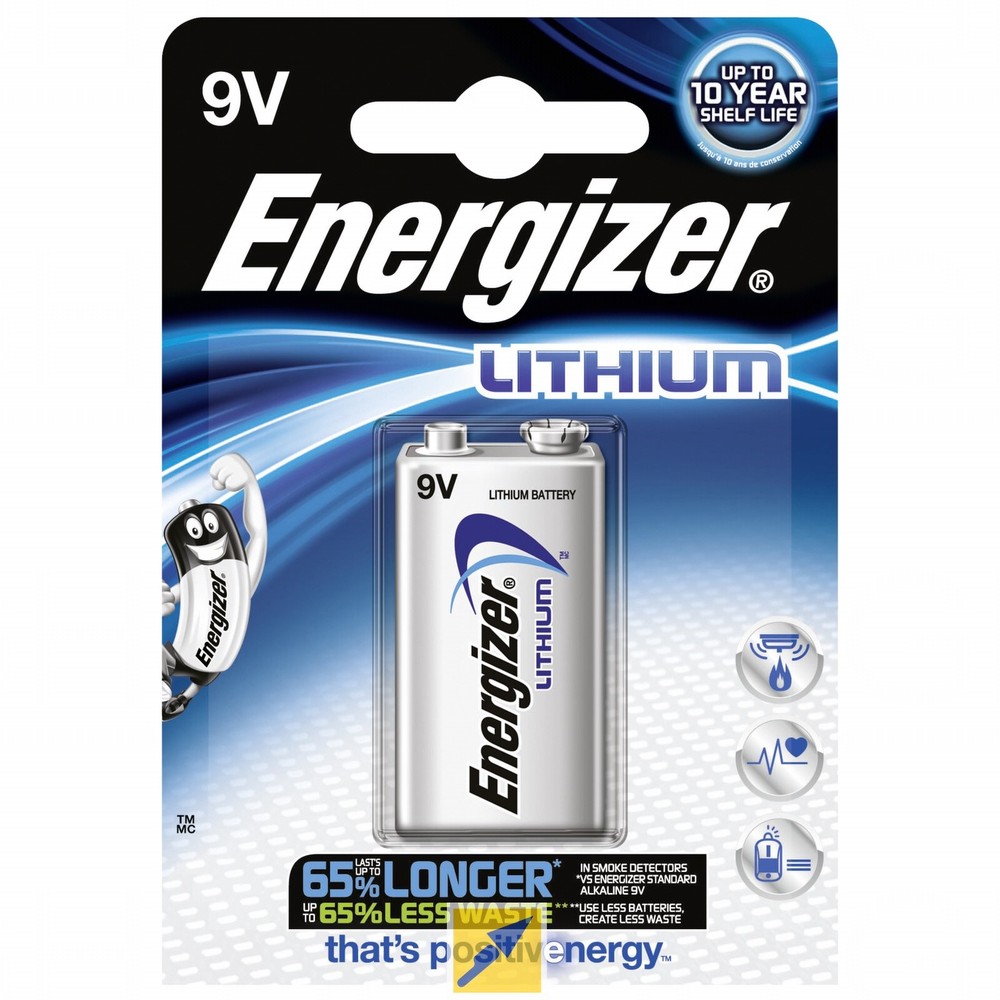 Energizer Lithium Manganese Dioxide 9V Battery PP3