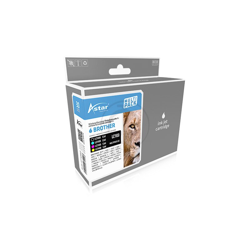 Astar - 4 Pack - C/M/Y/K - Brother - LC980/LC1100