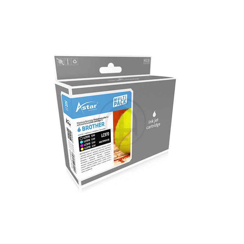 Astar - 4 Pack - C/M/Y/K - Brother LC970/LC1000 