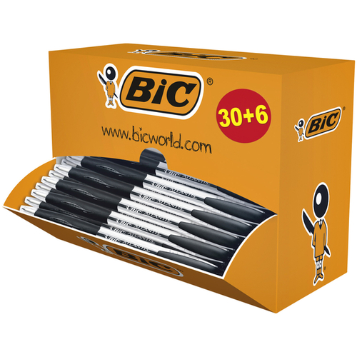 Balpen BIC Atlantis Classic Zwart Doos 30+6 Gratis