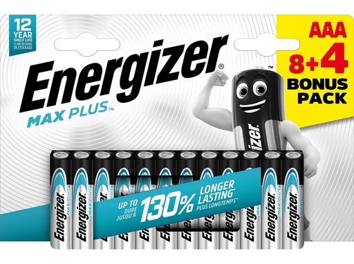 Batterijen AAA Energizer Max Plus 8+4