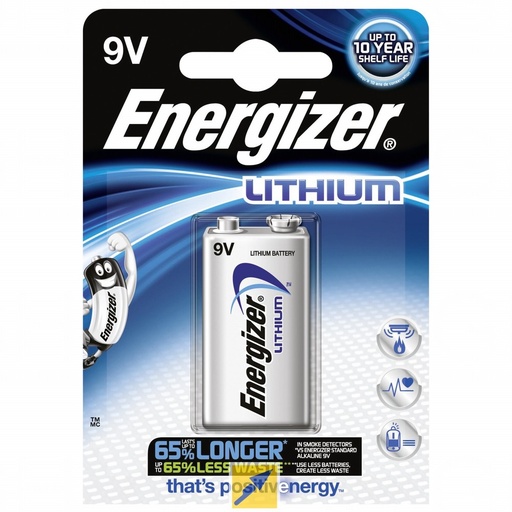Energizer Lithium Manganese Dioxide 9V Battery PP3