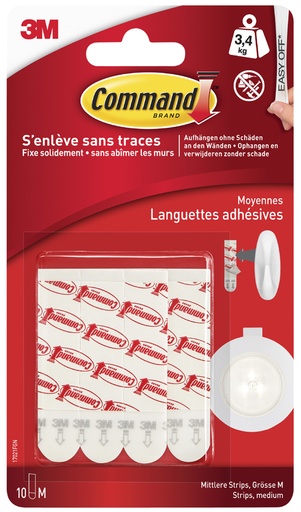 3M Command Strips M. (L X W) 70 Mm X 16 Mm Wit 10 st.